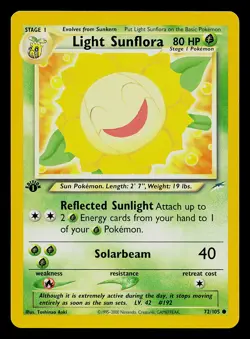 Pokemon Card - Light Sunflora Neo Destiny 1st Edition 72/105 Common - Image 1