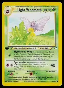 Pokemon Card - Light Venomoth Neo Destiny 1st Edition 53/105 Uncommon - Image 1