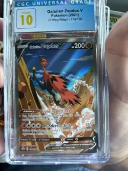 CGC Pristine 10 Galarian Zapdos V 2021 Chilling Reign 174/198 Pokemon Card - Image 1