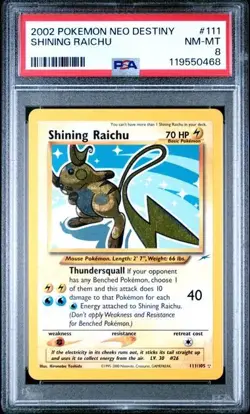POKEMON SHINING RAICHU NEO DESTINY PSA 8 NEW CERT! - Image 1