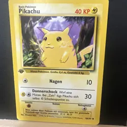 Vintage Pokemon Card - 1st Edition Base Set Pikachu - German With Shadow Border - Image 1