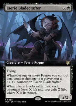 MTG Faerie Bladecrafter - Extended Art, Commander: Wilds of Eldraine, Lightly Pl - Image 1