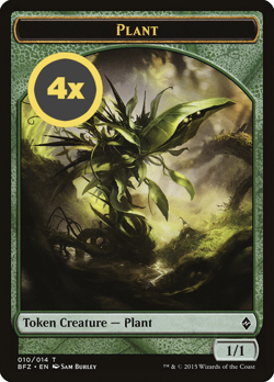 MTG Playset (4x) Plant ** Battle for Zendikar Tokens ** English (NM) - Image 1