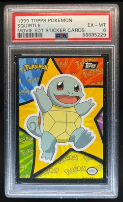 1999 Topps Pokemon Movie Edition Squirtle Sticker Cards PSA 6 - Image 1