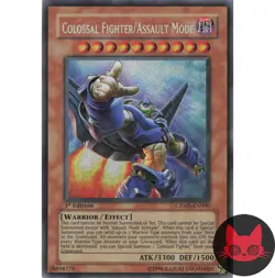 Yugioh Colossal Fighter/Assault Mode CRMS-EN000 Secret Rare 1st Edition NM - Image 1