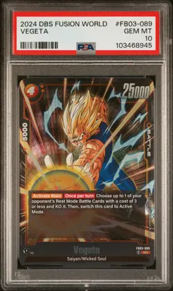 2024 DRAGON BALL SUPER CARD GAME FUSION WORLD RAGING ROAR VEGETA PSA 10 - Image 1