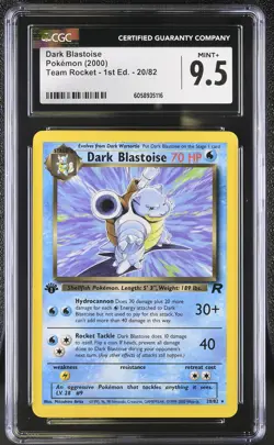 CGC 9.5 MINT+ Dark Blastoise Team Rocket 1st Edition 20/82 Pokemon Card psa - Image 1