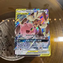 Mega Lopunny & Jigglypuff GX Pokemon Card 240 HP Tag Team Holo Rare - Image 1