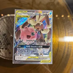Mega Lopunny & Jigglypuff GX Pokemon Card 240 HP Tag Team Holo Rare - Image 3