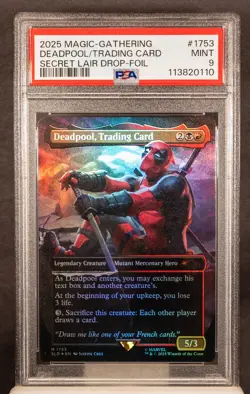 0110 Deadpool, Trading Card 2025 Magic The Gathering Secret Lair Drop Foil PSA 9 - Image 1