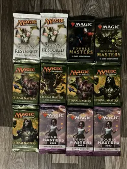 Mtg 12 Booster Pack Lot Double Masters Eternal Avacyn Restored Sealed Draft Set - Image 1
