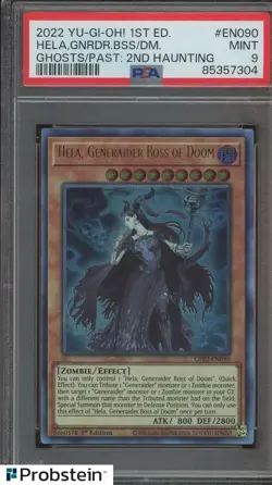 2022 YU-GI-OH #EN090 Hela, Generaider Booss of Doom HOLO 1st ED. PSA 9 - Image 1