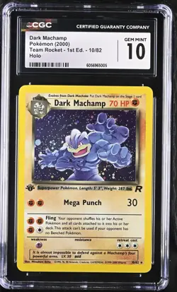 (PSA) CGC 10 DARK MACHAMP 1st Edition Team Rocket Holo Pokemon Card #10 GEM MINT - Image 1