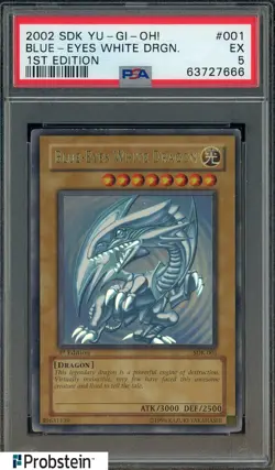 2002 Yu-Gi-Oh! 1st Edition #001 Blue-Eyes White Dragon PSA 5 EX - Image 1