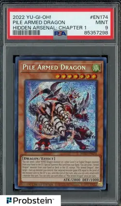 2022 YU-GI-OH #EN174 Pile Armed Dragon HOLO Hidden Arsenal Chp 1 PSA 9 - Image 1