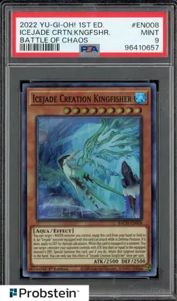 2022 YU-GI-OH #ENOO8 Icejade Creation Kingfisher HOLO 1st Ed. HOLO PSA 9 - Image 1