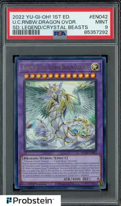 2022 YU-GI-OH #EN042 Ultimate Crystal Rainbow Dragon Overdrive ED. HOLO PSA 9 - Image 1