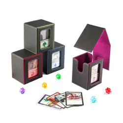 Leather Trading Deck Box Fits 100+ Double-Sleeved Cards W/ MTG Commander Display - Image 2