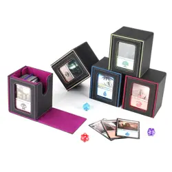 Leather Trading Deck Box Fits 100+ Double-Sleeved Cards W/ MTG Commander Display - Image 3