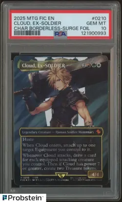 2025 MTG Final Fantasy Borderless Surge Foil 0210 Cloud Ex-Soldier PSA 10 GEM MT - Image 1