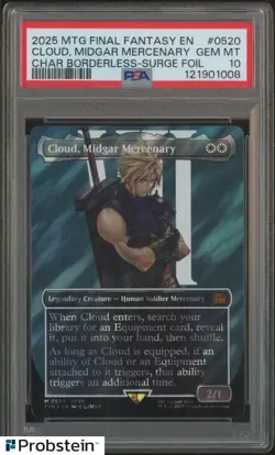 2025 MTG Final Fantasy Borderless Surge Foil #0520 Cloud Midgar Mercenary PSA 10 - Image 1