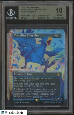 2025 MTG Final Fantasy #0551c Traveling Chocobo Neon Ink Blue Foil BGS 10 - Image 1