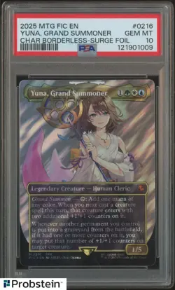 2025 MTG Fic En Char Borderless Surge Foil #0216 Yuna Grand Summoner PSA 10 - Image 1