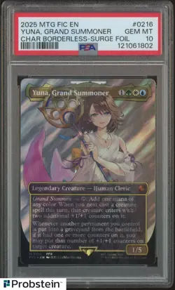 2025 MTG Fic En Char Borderless Surge Foil #0216 Yuna Grand Summoner PSA 10 - Image 1