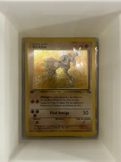 Pokemon Hitmonlee (Kicklee) 7/62 FRENCH 1st Edition Fossil Holo Rare LP-MP - Image 1
