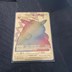 Pokemon Pikachu Vmax Rainbow Card Gold Metal 044/185 - Image 1