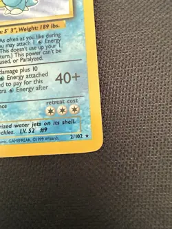 Pokemon Blastoise 2/102 Unlimited Holo Base Set Card 1999 Unplayed Ex+ Cond LOOK - Image 4