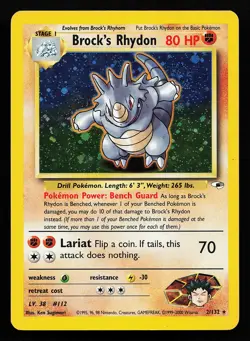 Brock's Rhydon 2/132 Holo Rare Gym Heroes Pokemon Card - Image 1