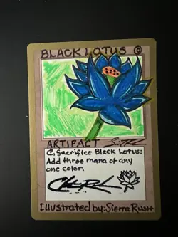 MTG Hand Painted Frame Break Black Lotus On 97 World Champ Card Rush Family - Image 1