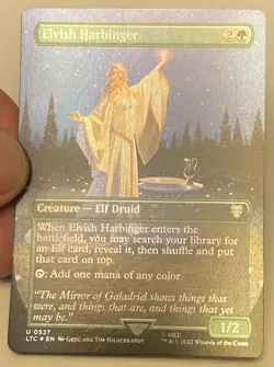 Elvish Harbinger 0527 FOIL Borderless Hildebrandt Lord of the Rings MTG Unplayed - Image 1