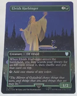 Elvish Harbinger 0527 FOIL Borderless Hildebrandt Lord of the Rings MTG Unplayed - Image 2