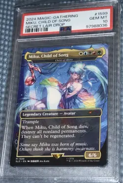 2024 MTG SECRET LAIR DROP #1599 MIKU, CHILD OF SONG PSA 10 - Collect Rare Cards - Image 1