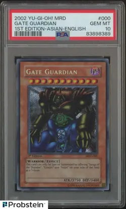 2002 Yu-Gi-Oh! MRD 1st Edition #000 Gate Guardian Asian English PSA 10 GEM MINT - Image 1