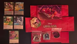 Disney Lorcana Reign of Jafar Promo Set Enamel Pins Foil Card box Counter UNUSED - Image 1