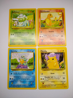 Pokemon Base Set Starters - Bulbasaur Charmander Squirtle Pikachu - Exact Cards! - Image 1