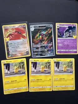 Pokemon Card Lot 5 Cards Holos And Pikachu - Image 1