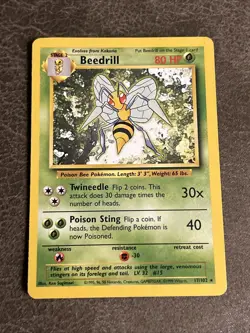 Beedrill 17/102 Rare Base Set Pokemon Card WOTC NM/LP - Image 1