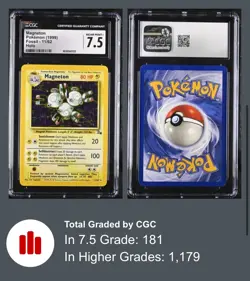 Pokemon Fossil 11/62 Magneton 1999 Lightning Holo Rare CGC 7.5 NEAR MINT+ - Image 1