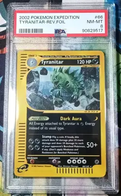 Pokemon Tyranitar Reverse Holo Rare E-Reader Expedition 66/165 Expedition PSA 8 - Image 1