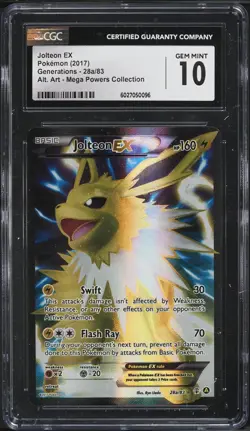 2017 Pokemon XY Generations Mega Powers Collection Jolteon EX #28a CGC 10 GEM - Image 1
