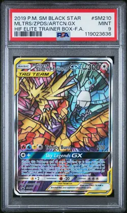 2019 Pokemon Hidden Fates #SM210 Moltres Zapdos Articuno GX Promo PSA 9 MINT - Image 1