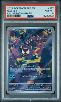 2024 Pokemon Illustration Rare Gastly 177/162 PSA 8 NM-MT #177 - Image 1