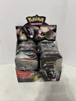 Pokemon TCG Black Bolt White Flare Mini Tin, Set of 8 with Display Box - Image 1