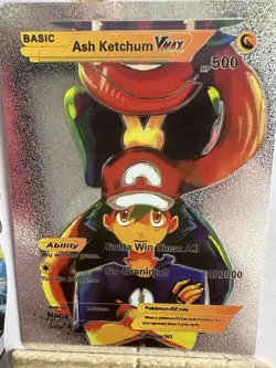 Ash Ketchum Vmax Silver 👀 Card Fan Art Mint - Image 1