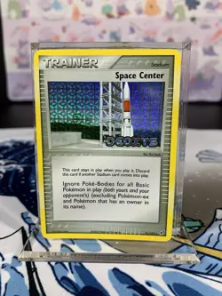 Pokemon Card Ex Deoxys Space Center 91/107 2005 Reverse Holo LP Corner Dent - Image 1