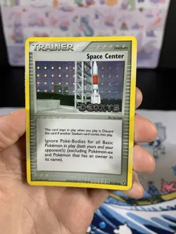 Pokemon Card Ex Deoxys Space Center 91/107 2005 Reverse Holo LP Corner Dent - Image 2
